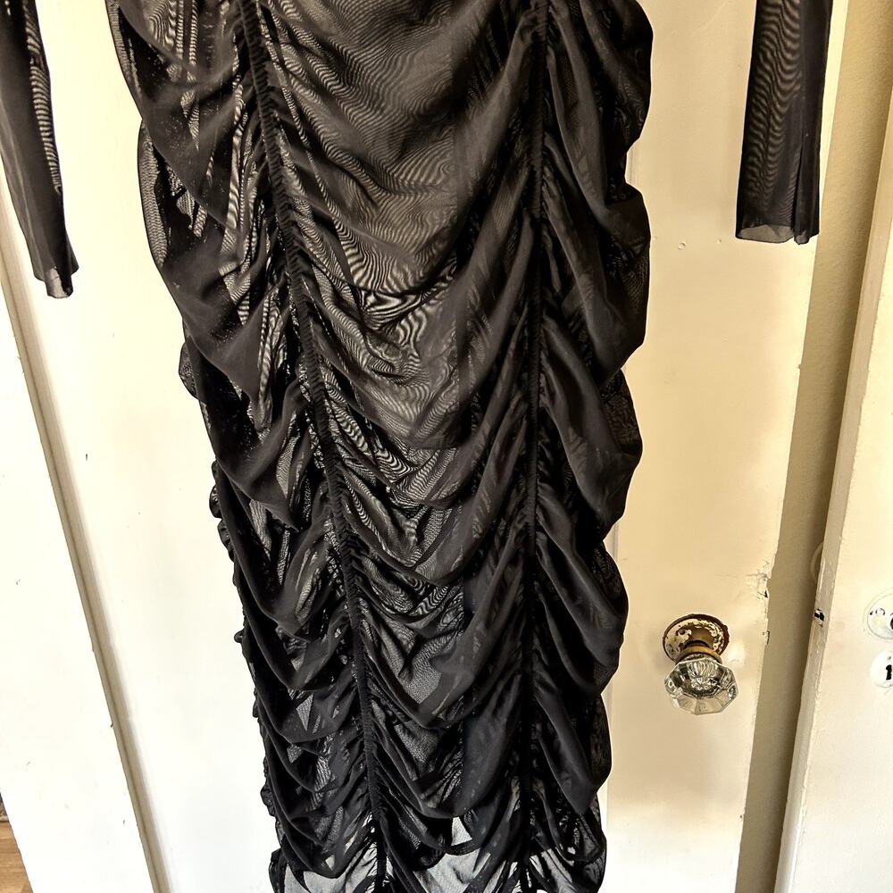 AFRM sheer long sleeve ruched midi glam dress - Picture 5 of 5